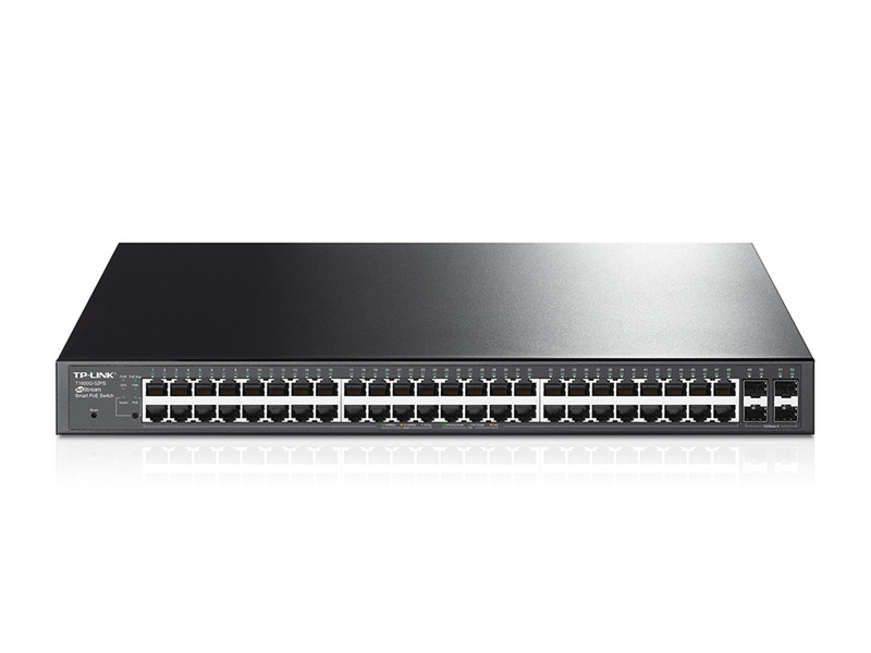 TP-LINK T1600G-52PS gemanaged L2+ Gigabit Ethernet (10/100/1000) Energie Über Ethernet (PoE) Unterstützung 1U Schwarz