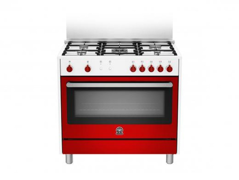 Bertazzoni La Germania RIS9 5C 61 C WR Freistehend Gas hob A Rot, Weiß Küchenherd