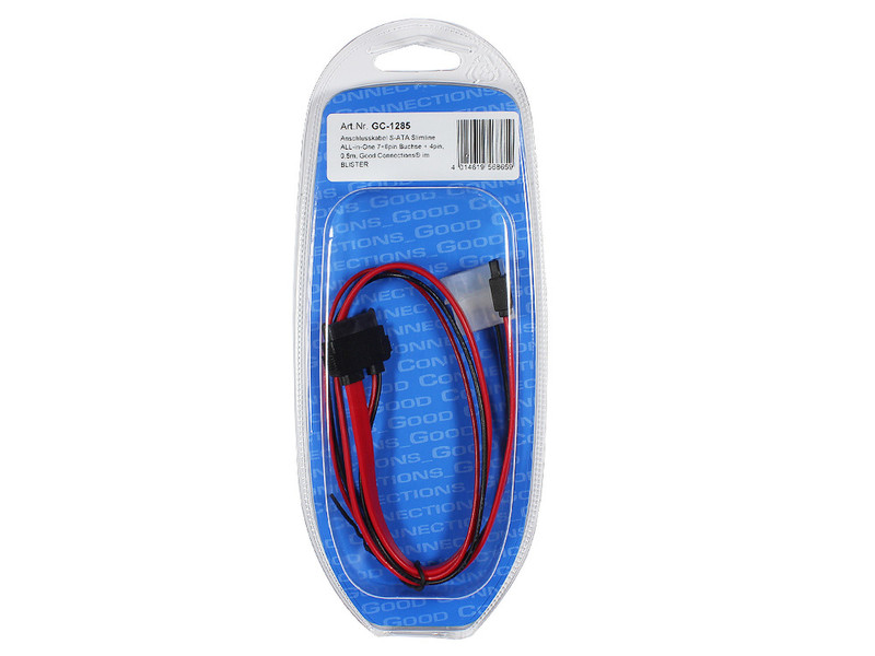 Alcasa GC-1285 0.5m SATA 13-pin Slimline SATA 7-pin + 4-pin Molex Black,Red SATA cable