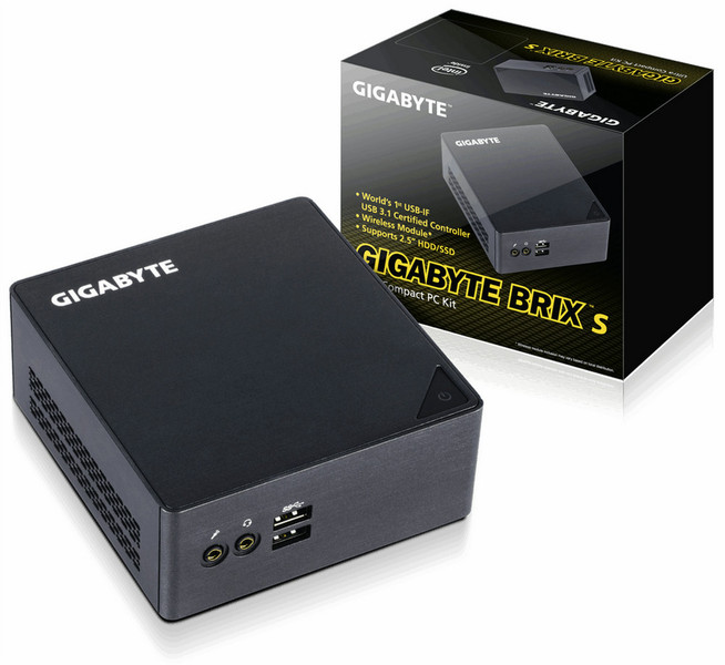 Gigabyte GB-BSI7HT-6500 BGA1356 2.5ГГц i7-6500U UCFF Серый ПК/рабочая станция barebone