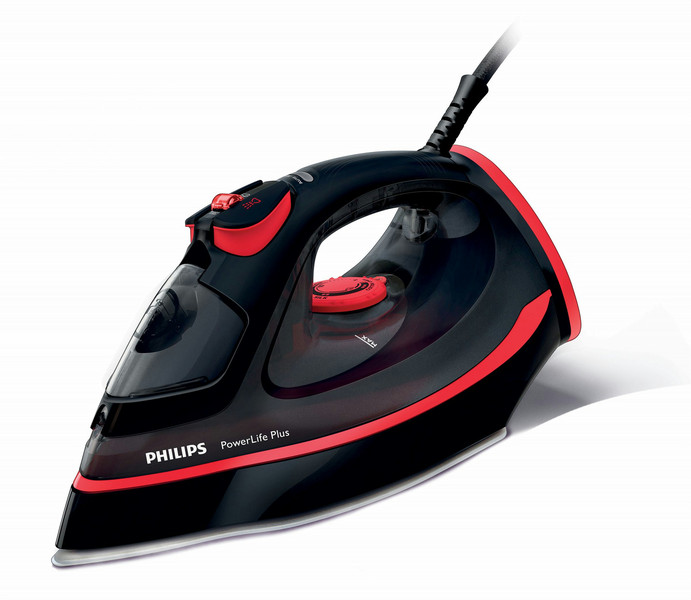 Philips PowerLife Plus GC2988/88 Steam iron SteamGlide soleplate 2000W Black,Red iron