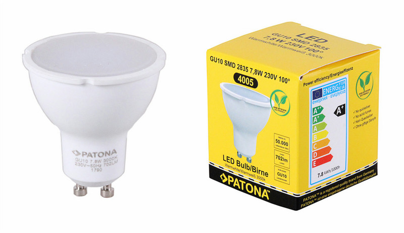 PATONA 4005 7.8W GU10 A+ warmweiß LED-Lampe