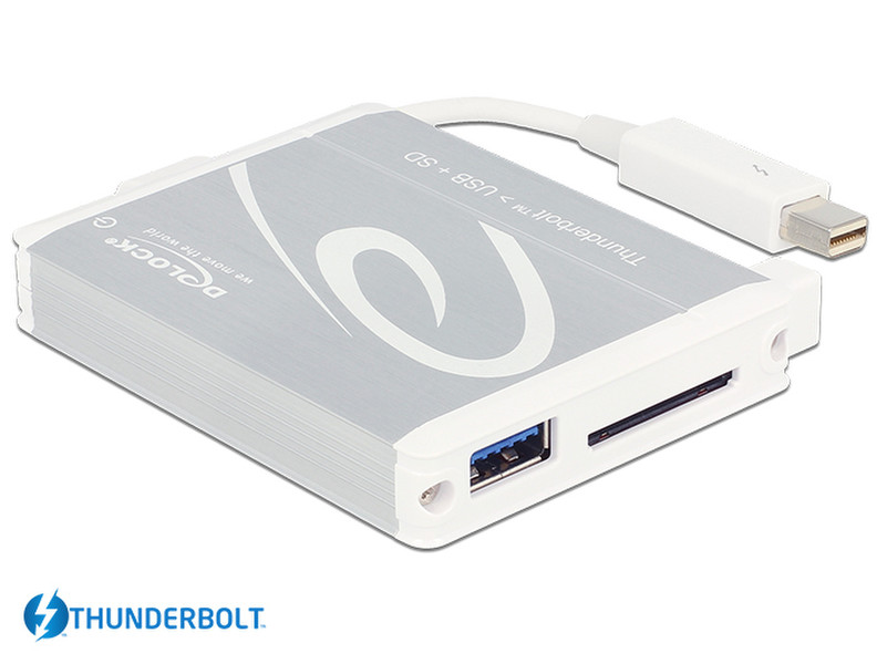 DeLOCK 91723 Thunderbolt 2/USB 3.0 Silver,White card reader