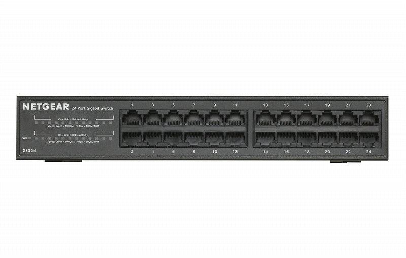 Netgear GS324 Неуправляемый Gigabit Ethernet (10/100/1000) 1U Черный