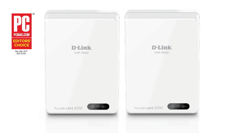 D-Link DHP-701AV/E Eingebauter Ethernet-Anschluss WLAN Weiß 2Stück(e) PowerLine Netzwerkadapter