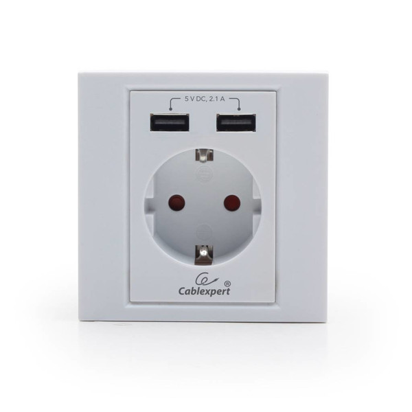 Gembird MWS-ACUSB2-01 2 x USB + Schuko White socket-outlet