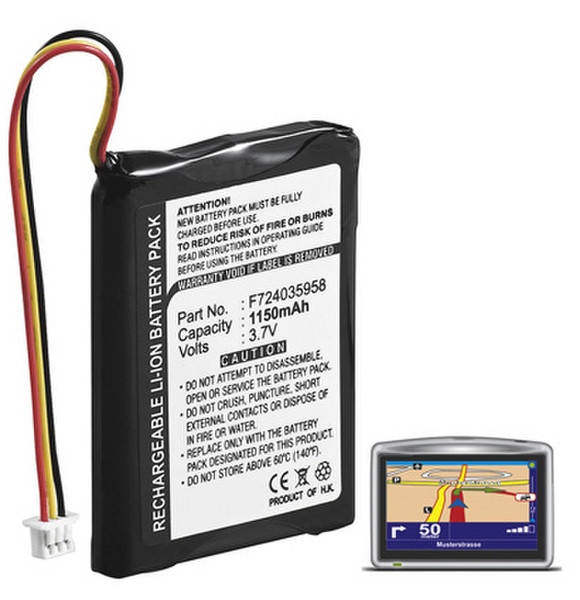 Wentronic GPS Akku for TomTom One XL 1150mAh Lithium-Ion (Li-Ion) 1150mAh 3.7V Wiederaufladbare Batterie