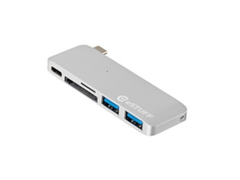eSTUFF ES84121-SILVER USB 3.0 (3.1 Gen 1) Type-С 5000Мбит/с Cеребряный хаб-разветвитель