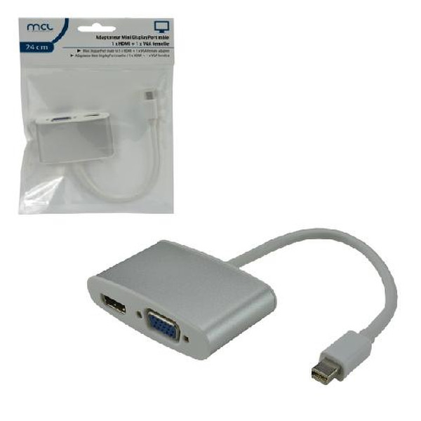 MCL CG-298C 0.24m Mini DisplayPort HDMI + VGA (D-Sub) Weiß Videokabel-Adapter