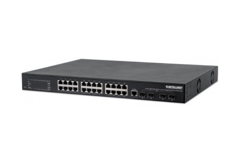 Intellinet 561105 Managed network switch L2+ Gigabit Ethernet (10/100/1000) Energie Über Ethernet (PoE) Unterstützung 1U Schwarz Netzwerk-Switch