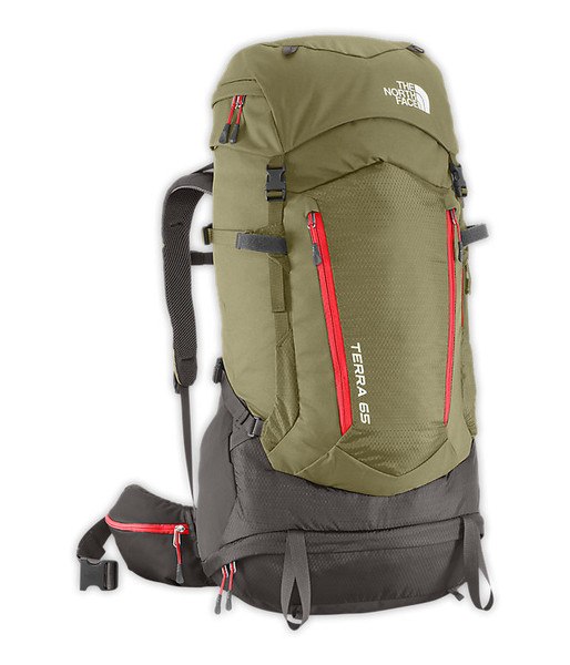 The North Face Terra 65 66L Nylon,Polyester Green,Red travel backpack
