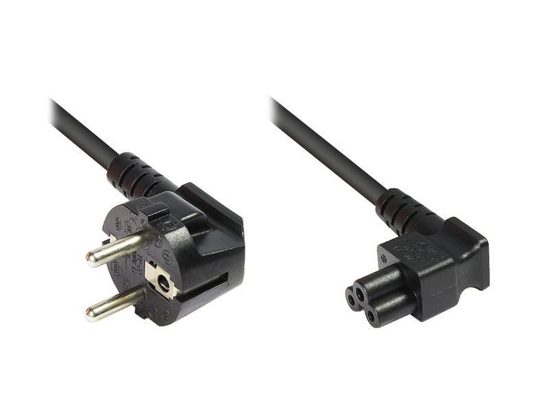 Alcasa 1553-W 1.8m CEE7/7 Schuko C5 coupler Black power cable