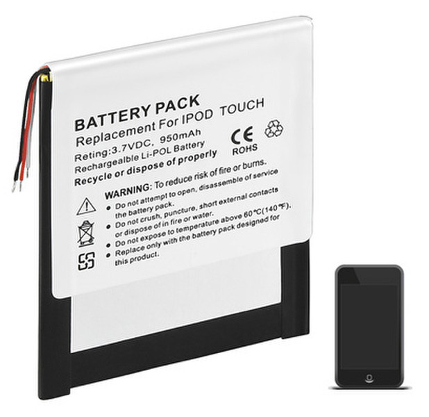 Wentronic MP3 Akku for Apple Ipod Touch (616-0343) Lithium Polymer (LiPo) 900mAh 3.7V Wiederaufladbare Batterie