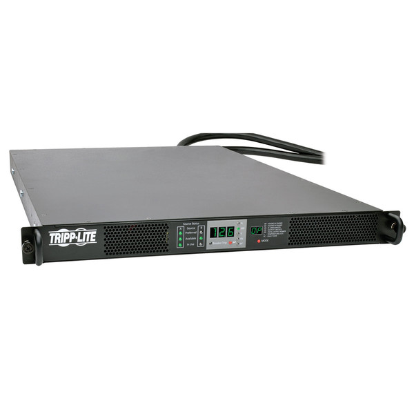 Tripp Lite 12.6kW 3-Phase 208V Monitored Rack ATS, 1U, 2 Hubbell 50A CS8365C, 6 ft. Cords, (Vertical PDU required, Sold Separate)