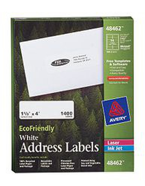 Avery 48462 Белый Самоклеющаяся этикетка адресная / почтовая наклейка