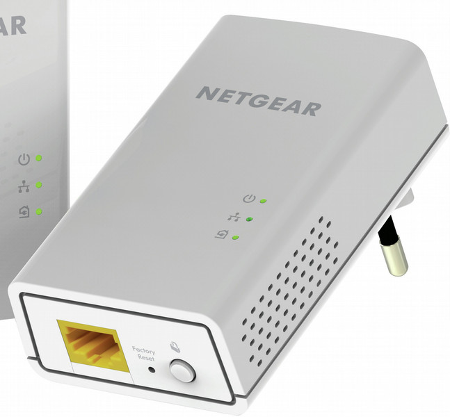 Netgear PL1000-100PES 1000Mbit/s Eingebauter Ethernet-Anschluss Weiß 2Stück(e) PowerLine Netzwerkadapter