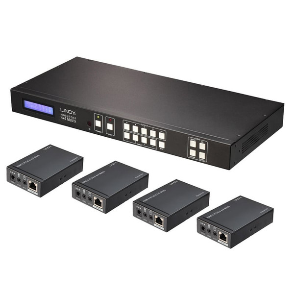 Lindy 38143 AV transmitter & receiver Schwarz Audio-/Video-Leistungsverstärker