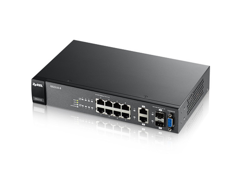 ZyXEL GS2210-8 Управляемый L2 Gigabit Ethernet (10/100/1000) Черный