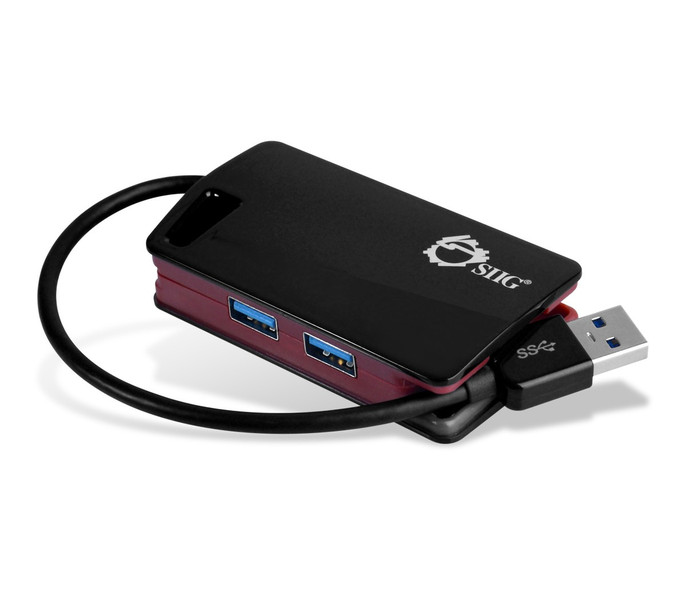 Siig SuperSpeed USB 3.0 LAN Hub Red USB 3.0 (3.1 Gen 1) Type-A 1000Mbit/s Schwarz, Rot Schnittstellenhub