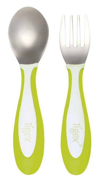 Tigex 80601232 Toddler cutlery set Зеленый, Белый Полипропилен (ПП), Нержавеющая сталь toddler cutlery