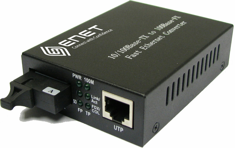 eNet Components ENET 4X 10/100BASE-T RJ45 TO 1X DUPLEX SC 100BASE-LX SINGLE-MODE FIBER 20KM STAN network transceiver module