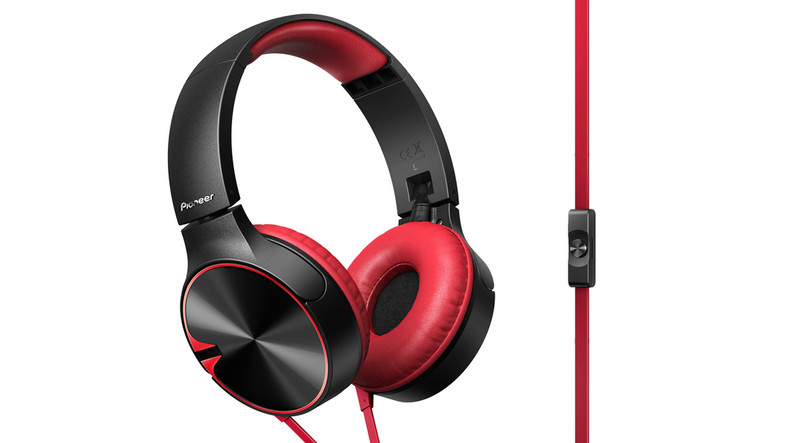 Pioneer SE-MJ722T-R Head-band Binaural Wired Black,Red mobile headset
