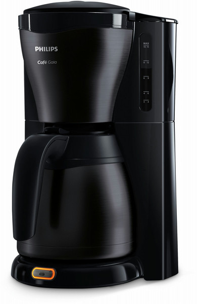 Philips Café Gaia Collection HD7547/20 Отдельностоящий Полуавтомат Капельная кофеварка 1.2л 8чашек Черный, Металлический кофеварка
