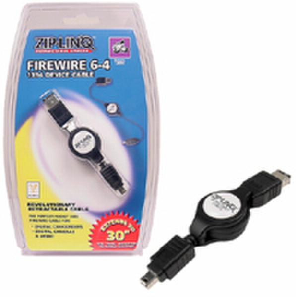 Cables Unlimited 6Pin - 4Pin 0.76m Black firewire cable
