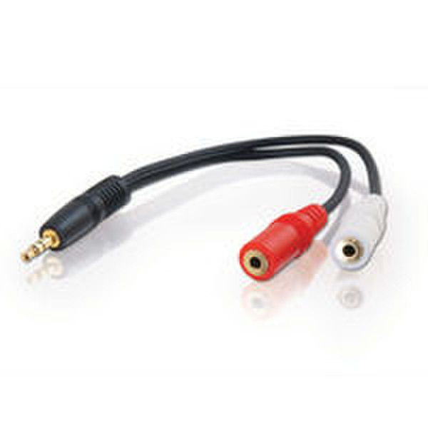 C2G 6in 3.5mm Stereo M / 3.5mm Stereo F Y-Cable 0.15м 3,5 мм 2 x 3,5 мм Черный аудио кабель
