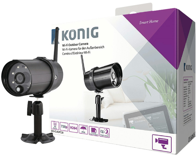 König SAS-CLALIPC20 Indoor & outdoor Bullet Black surveillance camera