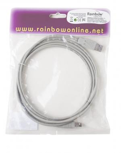 Rainbow Cable USB A-B 2m 2m USB A USB B Weiß USB Kabel