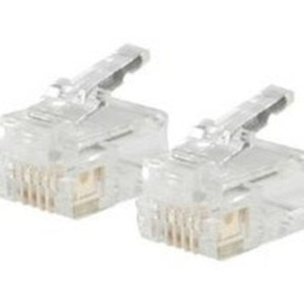 C2G RJ12 6x6 Modular Plug / Flat Stranded Cable - 25pk RJ12 White wire connector