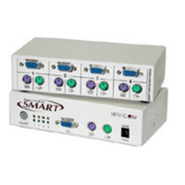 C2G Supervisor Smart 4-Port KVM Switch with 4 Cables Белый KVM переключатель
