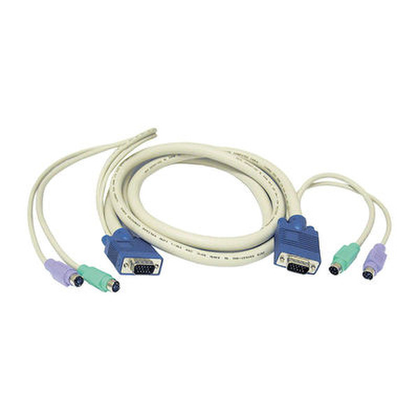 C2G 3ft 3-in-1 Universal Hi-Resolution PS/2 KVM Cable HD15 VGA M/M 1m Grey KVM cable