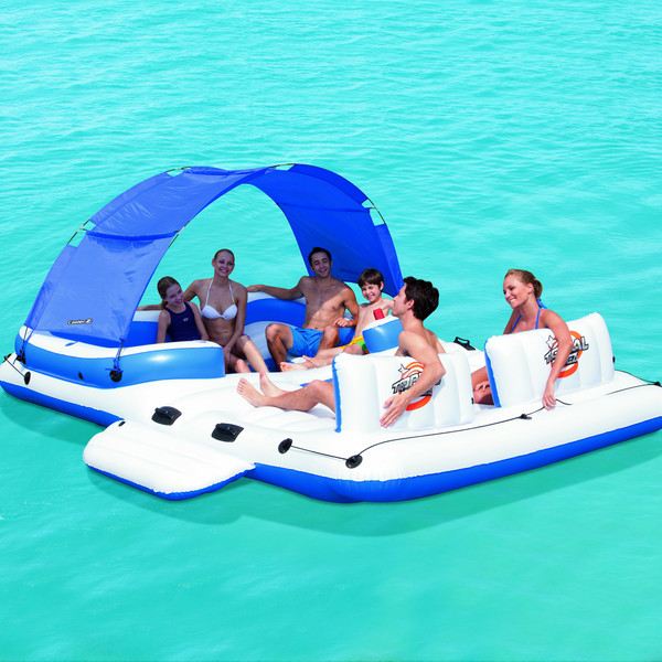 Bestway 43105 Blau, Weiß Vinyl Schwimmende Insel Aufblasbares Spielzeug für Pool & Strand