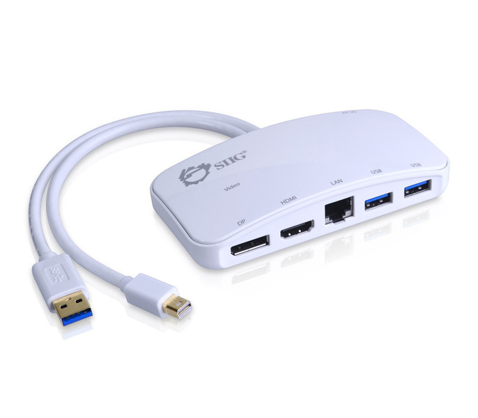 Siig JU-H30212-S1 USB 3.0 (3.1 Gen 1) Type-A 1000Мбит/с Белый хаб-разветвитель