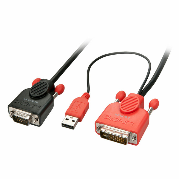 Lindy 41430 1м VGA (D-Sub) DVI-D + USB адаптер для видео кабеля