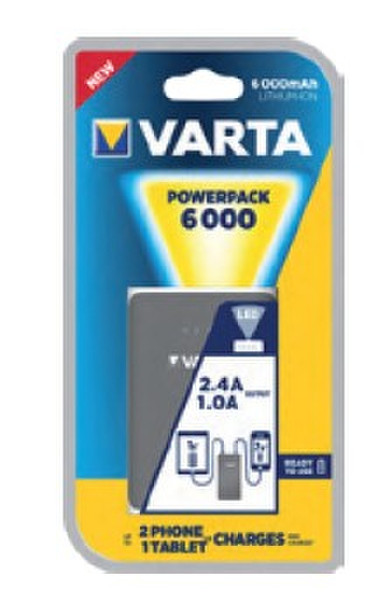 Varta Powerpack 6000 6000mAh Grey,White power bank