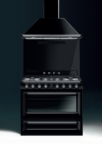 Smeg TRI90BL1 Отдельностоящий Gas hob B Черный кухонная плита