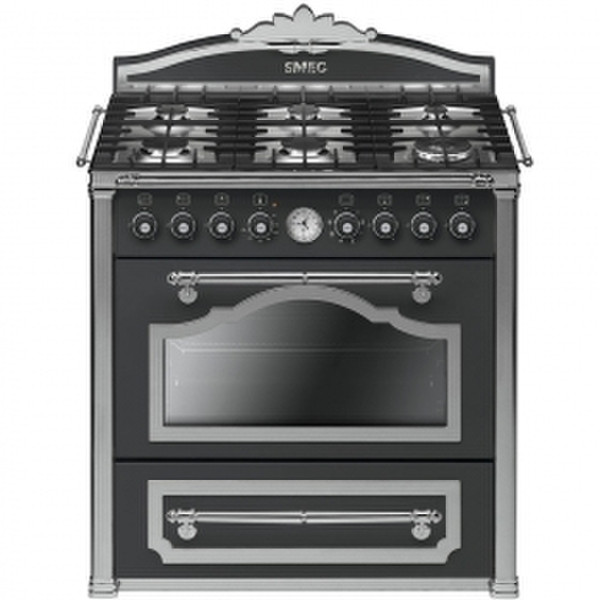 Smeg CC9GASD Freistehend Gas hob B Anthrazit, Silber Küchenherd