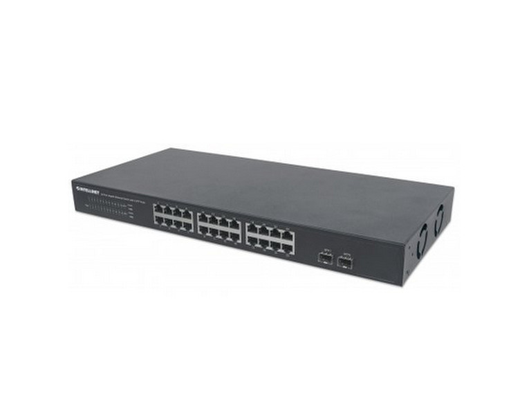 Intellinet 561044 Неуправляемый L2 Gigabit Ethernet (10/100/1000) 1U Черный сетевой коммутатор