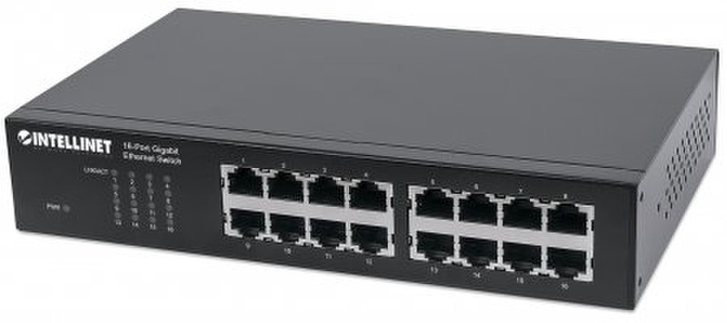 Intellinet 561068 Неуправляемый L2 Gigabit Ethernet (10/100/1000) 1U Черный сетевой коммутатор