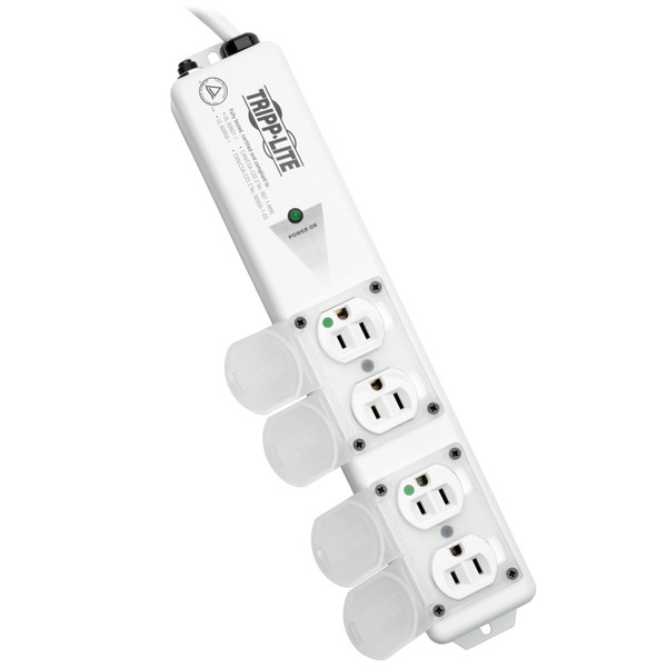 Tripp Lite For Patient-Care Vicinity–UL 60601-1 Medical-Grade Power Strip; 4 15A Hospital-Grade Outlets, Safety Covers, 6 ft. Cord