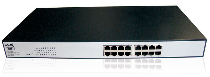 NET GENERATION NG-PS16W Fast Ethernet (10/100) Energie Über Ethernet (PoE) Unterstützung Schwarz, Silber Netzwerk-Switch