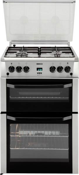 Beko BDG684 Freistehend Gas hob Schwarz, Silber