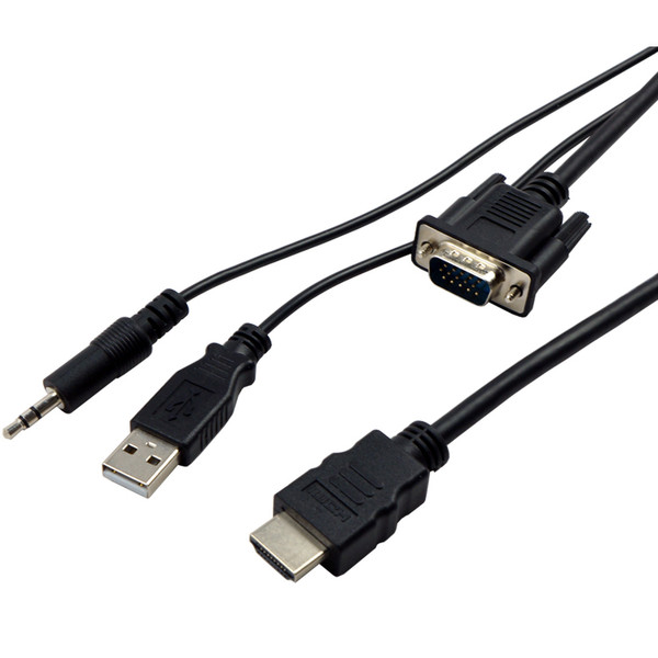 VisionTek 1.5m, HDMI/VGA+USB+3.5mm 1.5m HDMI VGA (D-Sub) + 3.5mm Schwarz