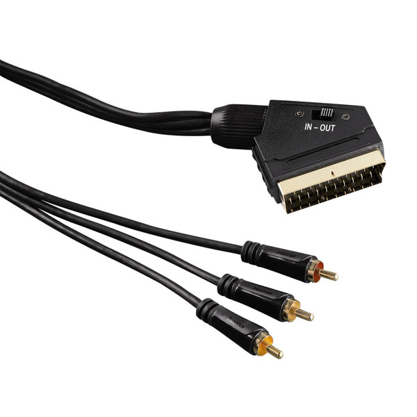 Hama 75122164 3м SCART (21-pin) 3 x RCA Черный адаптер для видео кабеля