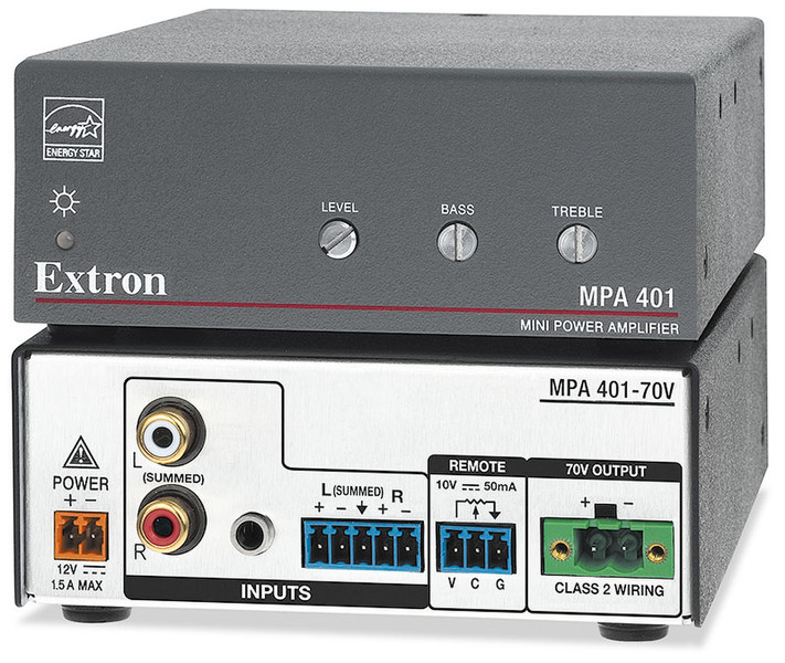 Extron MPA 401-70V 1.0 Verkabelt Schwarz, Edelstahl Audioverstärker