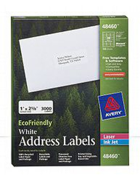 Avery 48460 Белый Самоклеющаяся этикетка адресная / почтовая наклейка