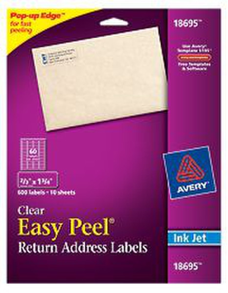 Avery 18695 Прозрачный адресная / почтовая наклейка